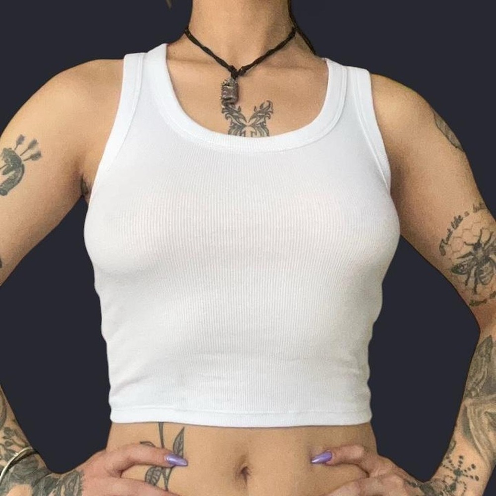 Hollister White Ribbed Tank Top
